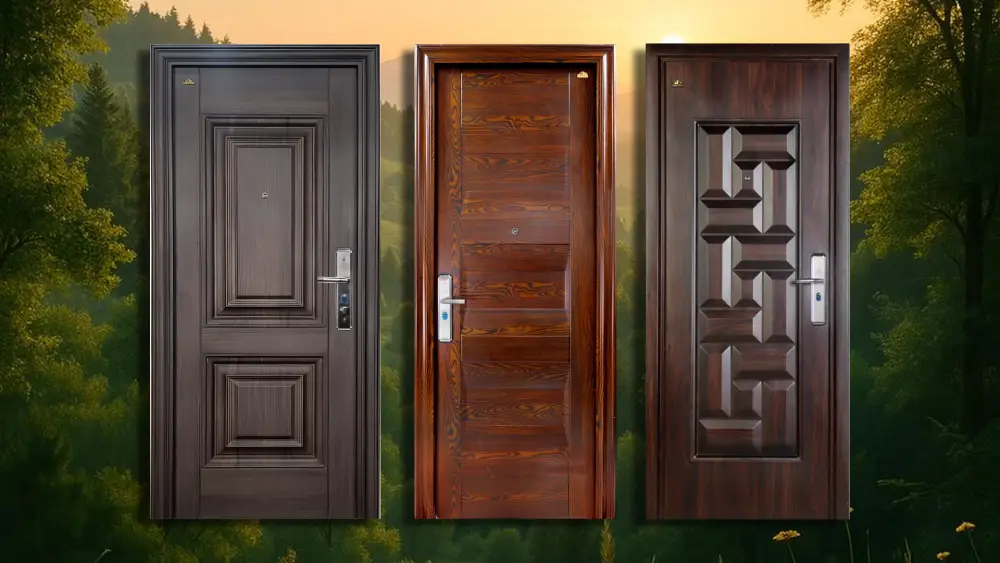 pintu baja motif kayu fortress