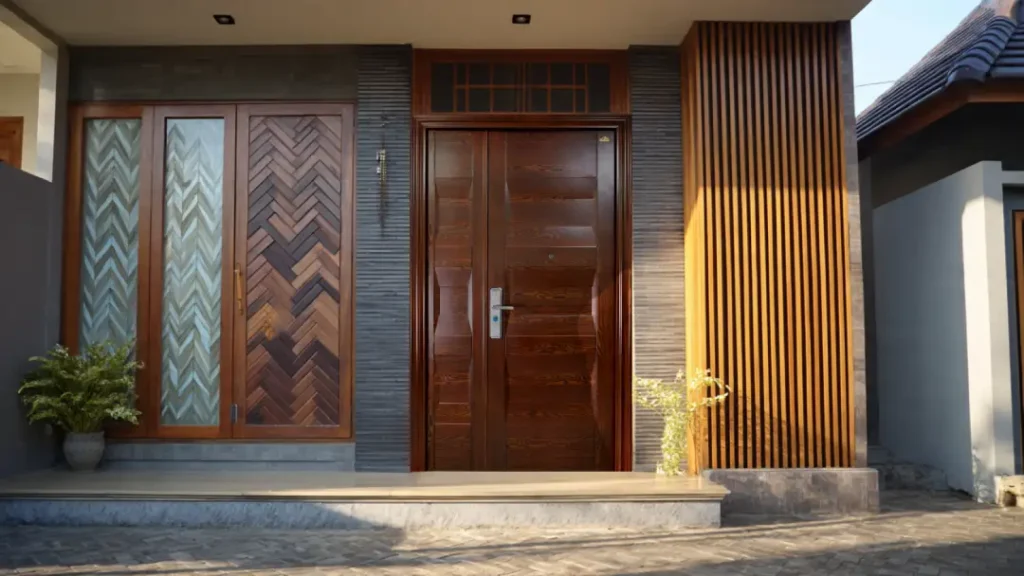 Fasad dengan Model Pintu Minimalis 2 Pintu Besar Kecil