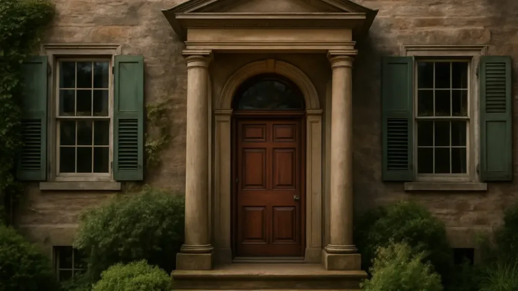 fasad dengan model pintu rumah klasik
