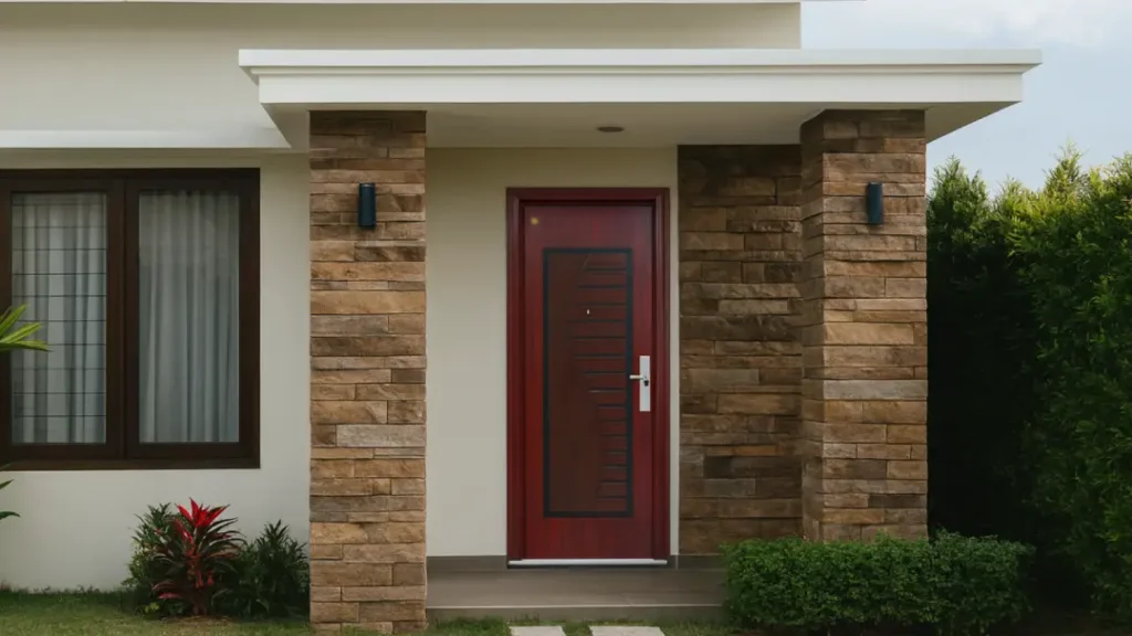 fasad dengan pintu rumah modern terkini