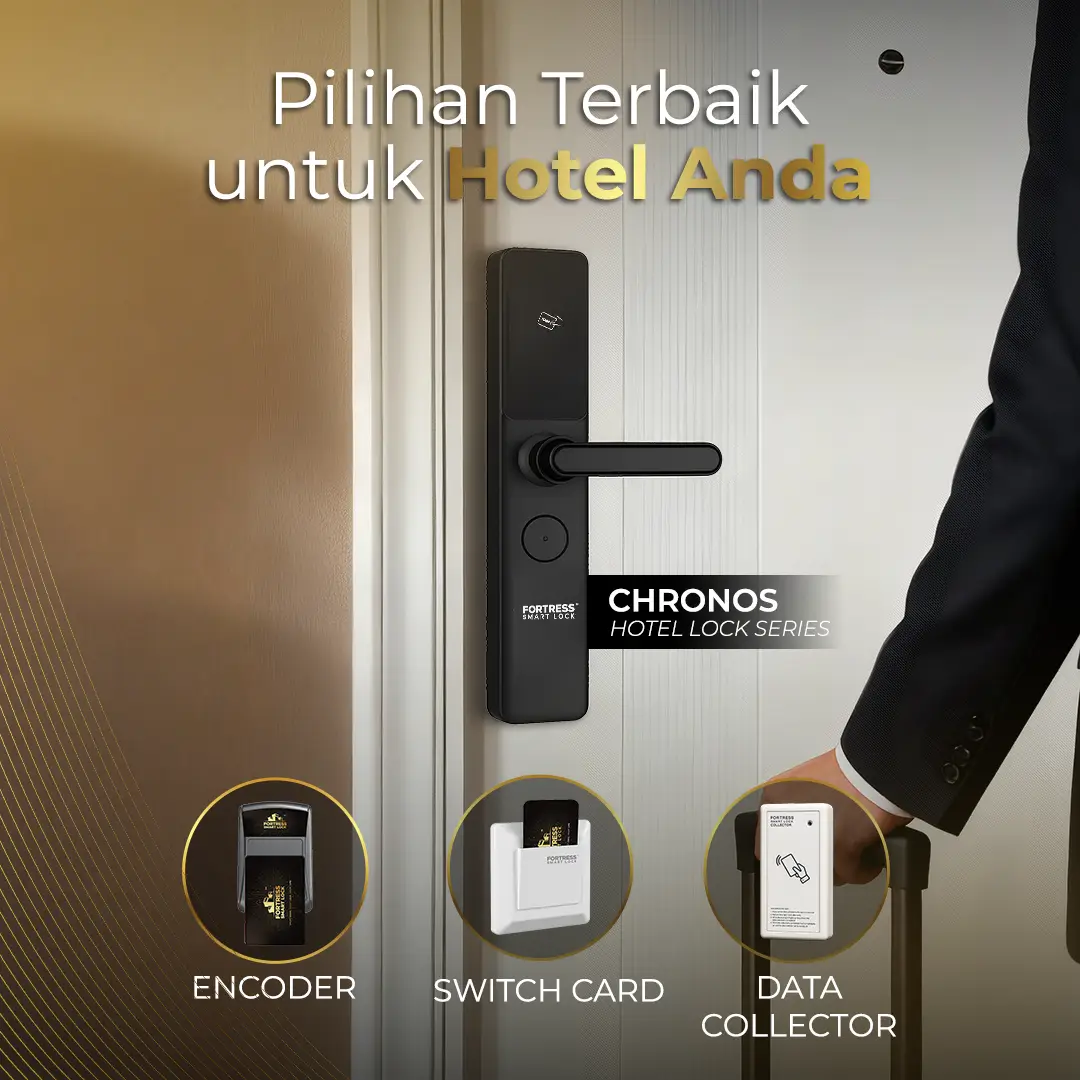 smart door lock fortress chronos untuk pintu hotel