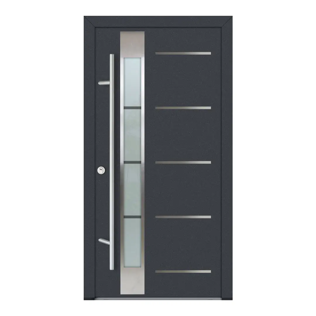 Pintu Aluminium Garis Kaca Buram Vertikal