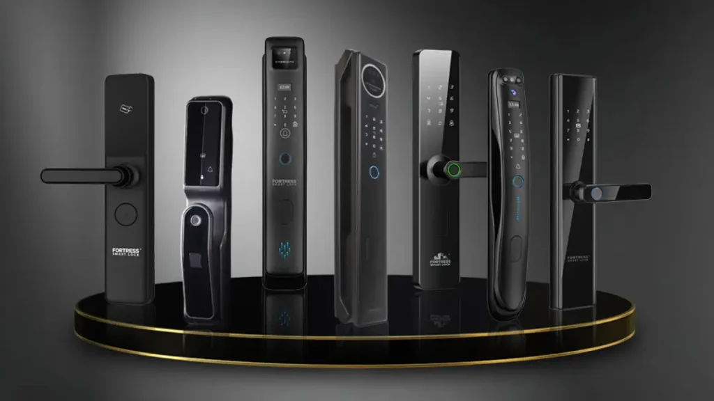 smart door lock fingerprint merk fortress