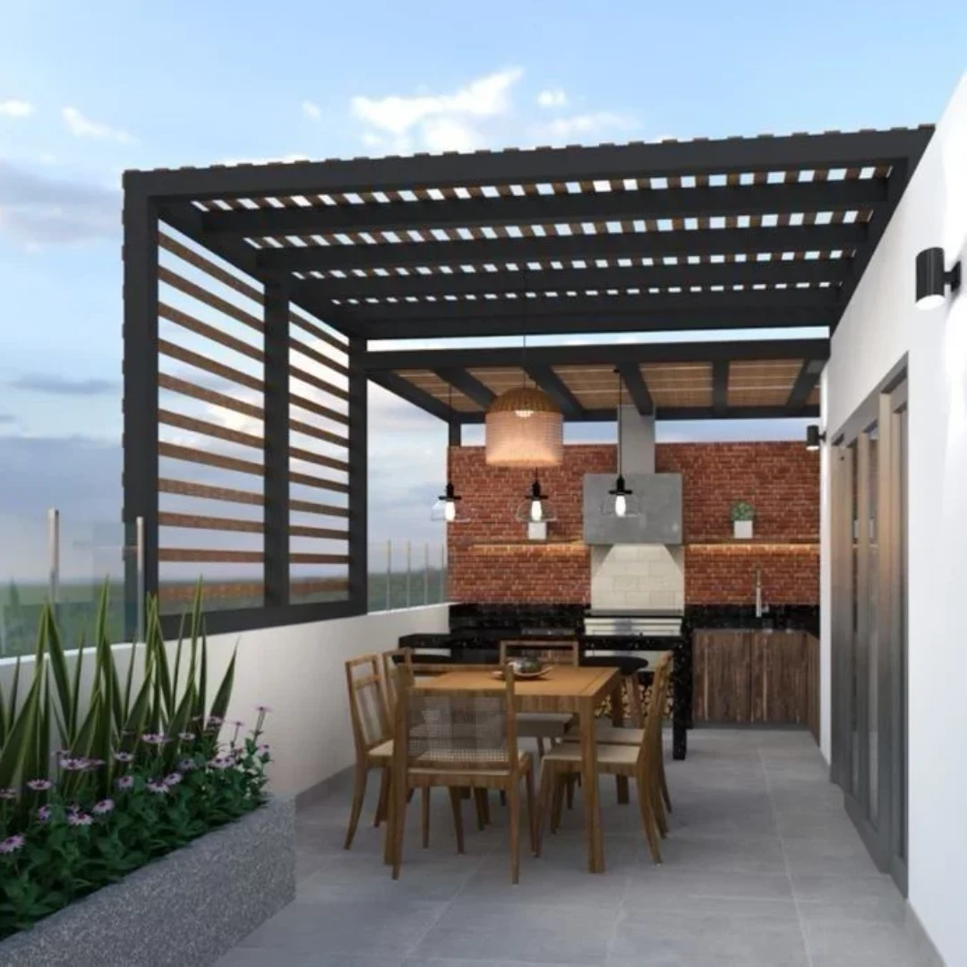 Model Rooftop Mini dengan Area Makan Kecil