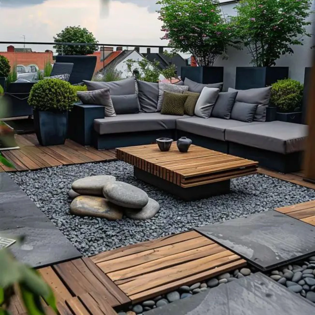 Model Rooftop Natural dengan Lantai Batu