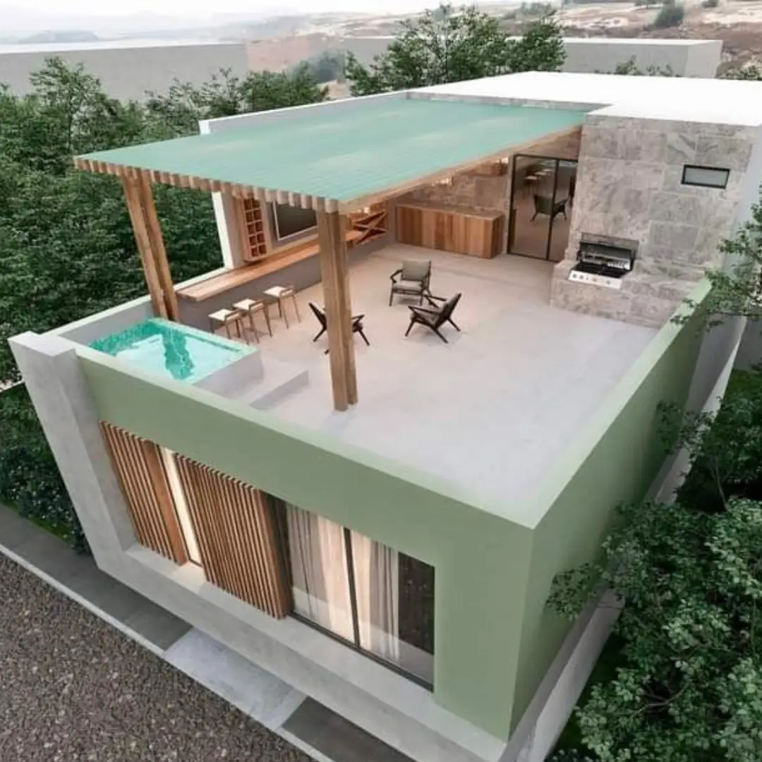 Rooftop 1 Lantai dengan Kolam Renang Mini