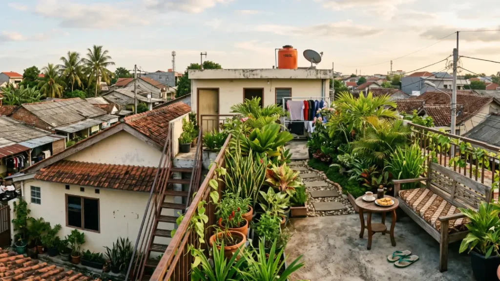 taman di rooftop rumah