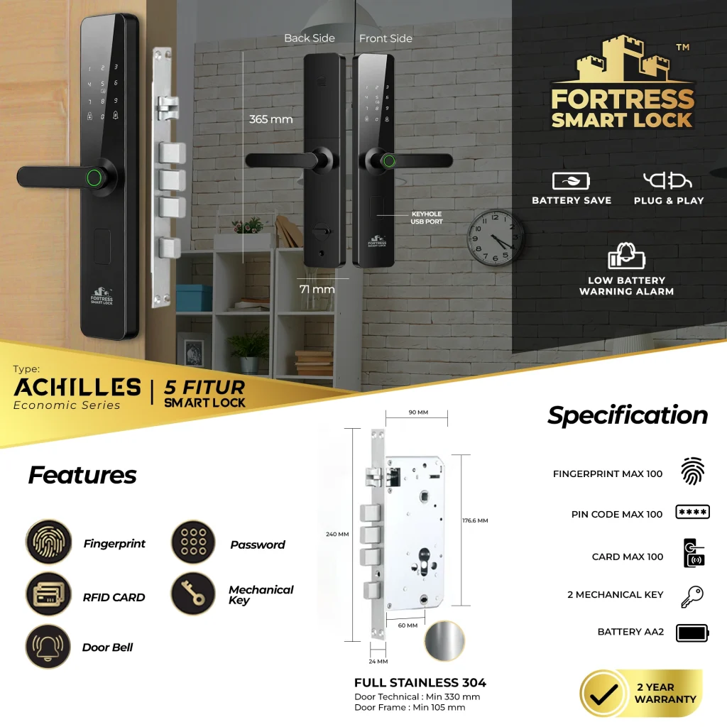 SPESIFIKASI SMART DOOR LOCK FORTRESS ACHILLES