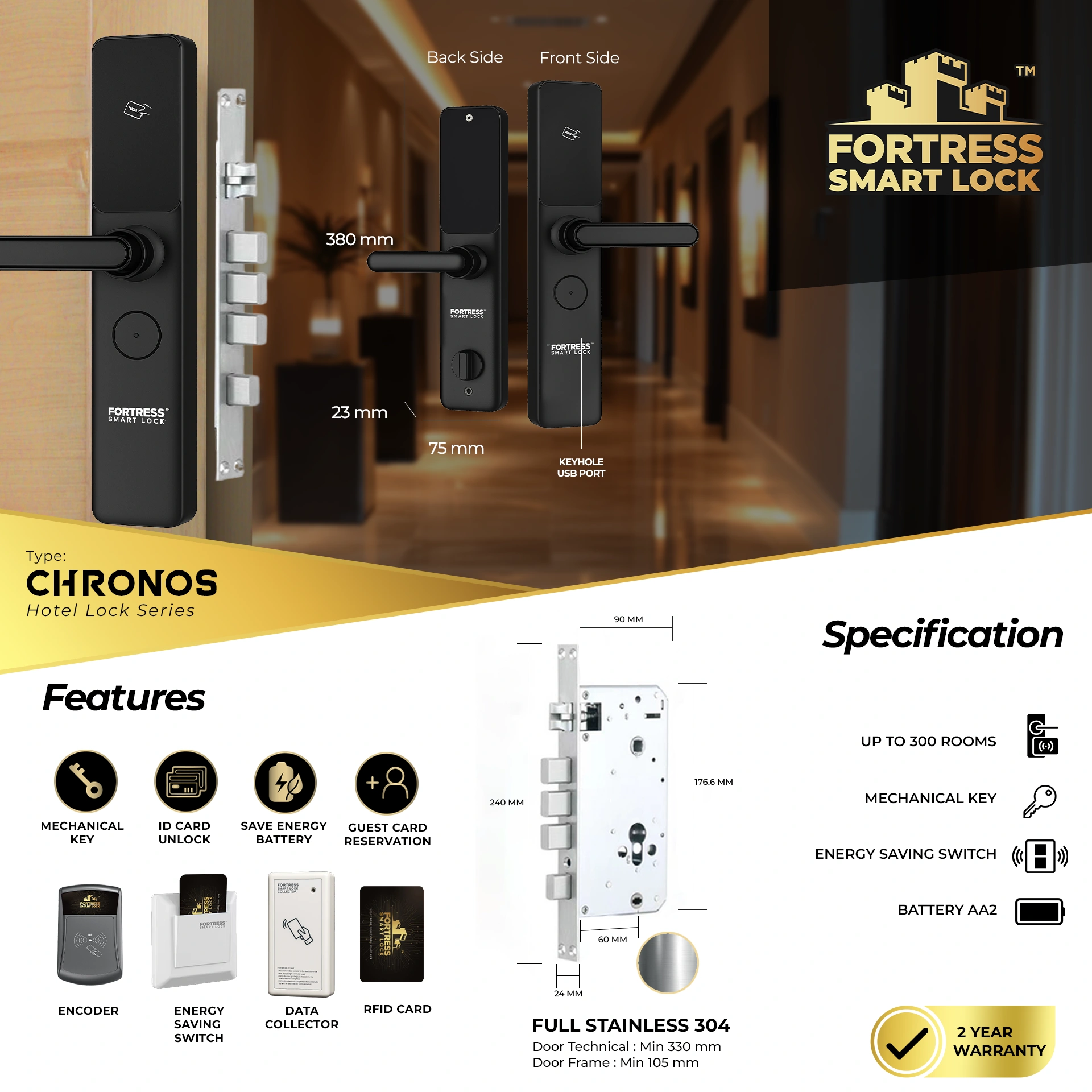 SPESIFIKASI SMART DOOR LOCK FORTRESS CHRONOS