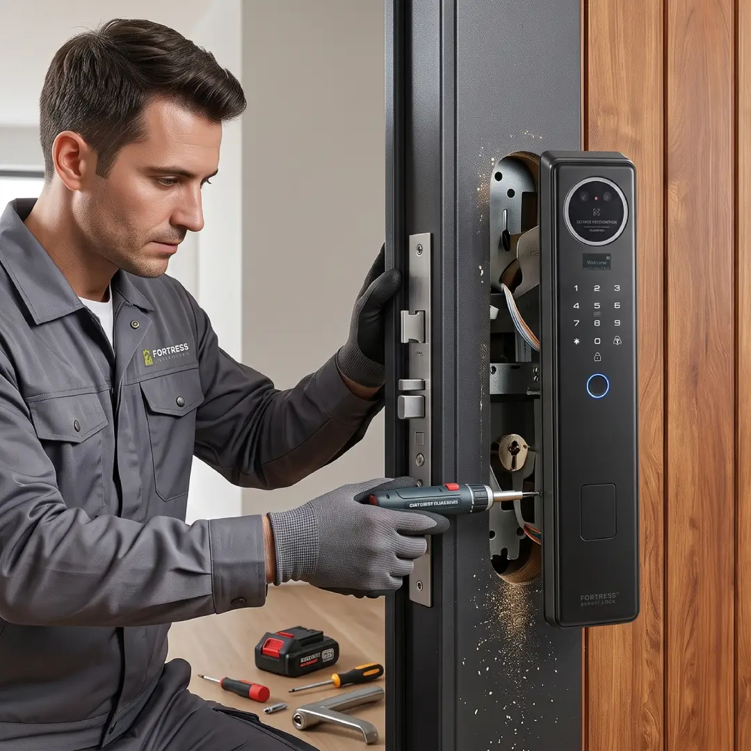 pasang kunci digital di pintu baja