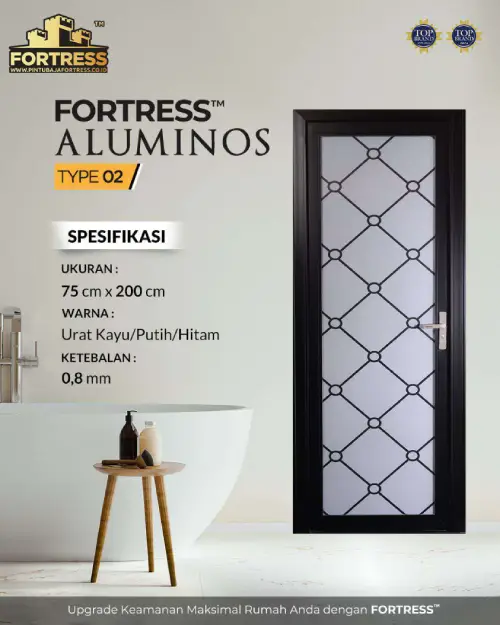 Pintu Kamar Mandi FORTRESS Aluminos Type 2 Hitam